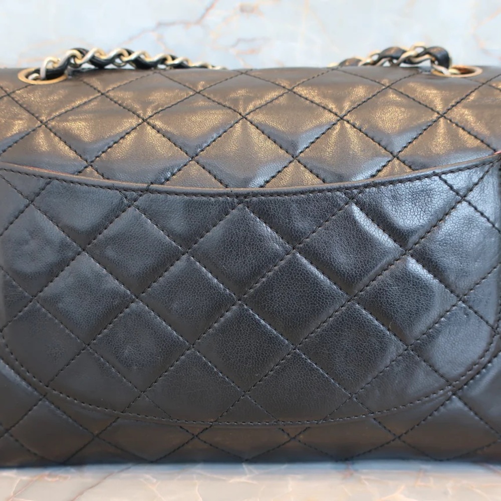 Authentic CHANEL double flap two color hardware Paris lambskin classic bag - Picture 12 of 16